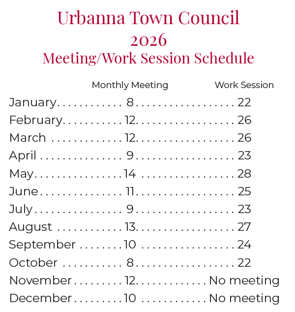 Urbanna town council 2026 meeting schedule